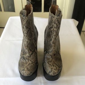 Jeffry Campbell Snakeskin bootie platform wedges